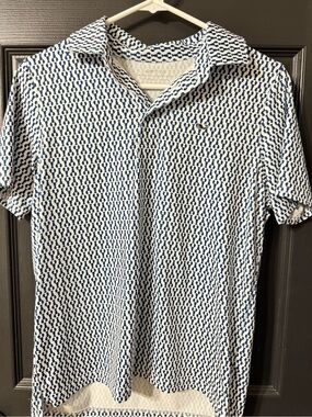 Vineyard Vines White and Blue Patterned Kids Polo